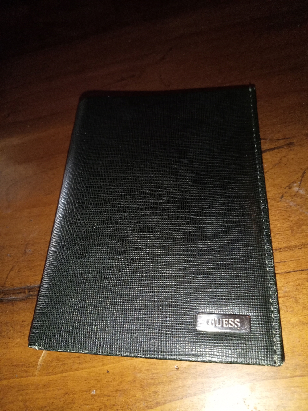 GUESS Black Textured Passport Wallet